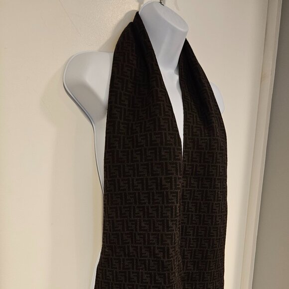 Fendi Wool Scarf, Brown & Black,  Classic Style - Picture 4 of 8